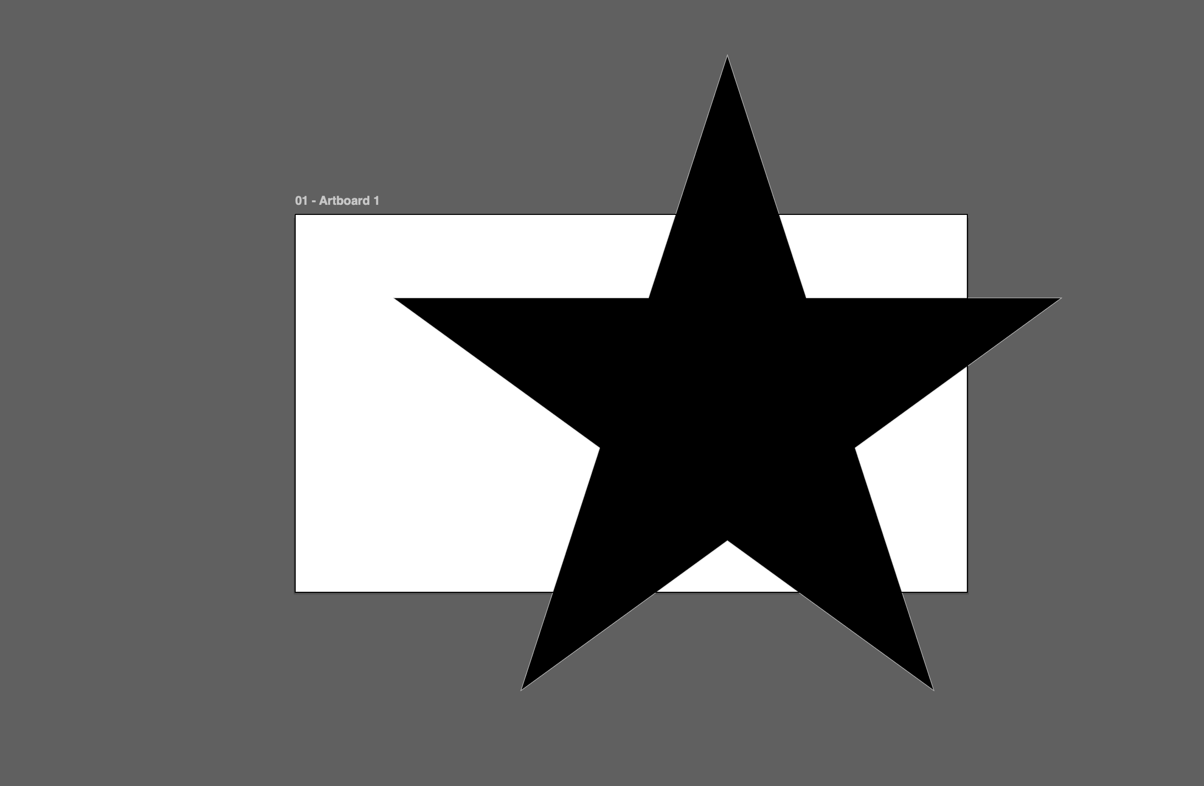 A drawing of a black start extending beyond the artboard in Adobe Illustrator